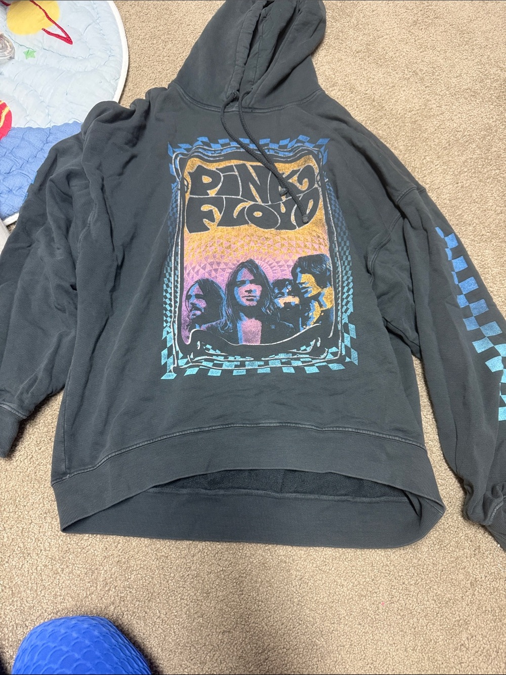 Free People Black Pink Floyd Graphic Zip-Up Hoodie